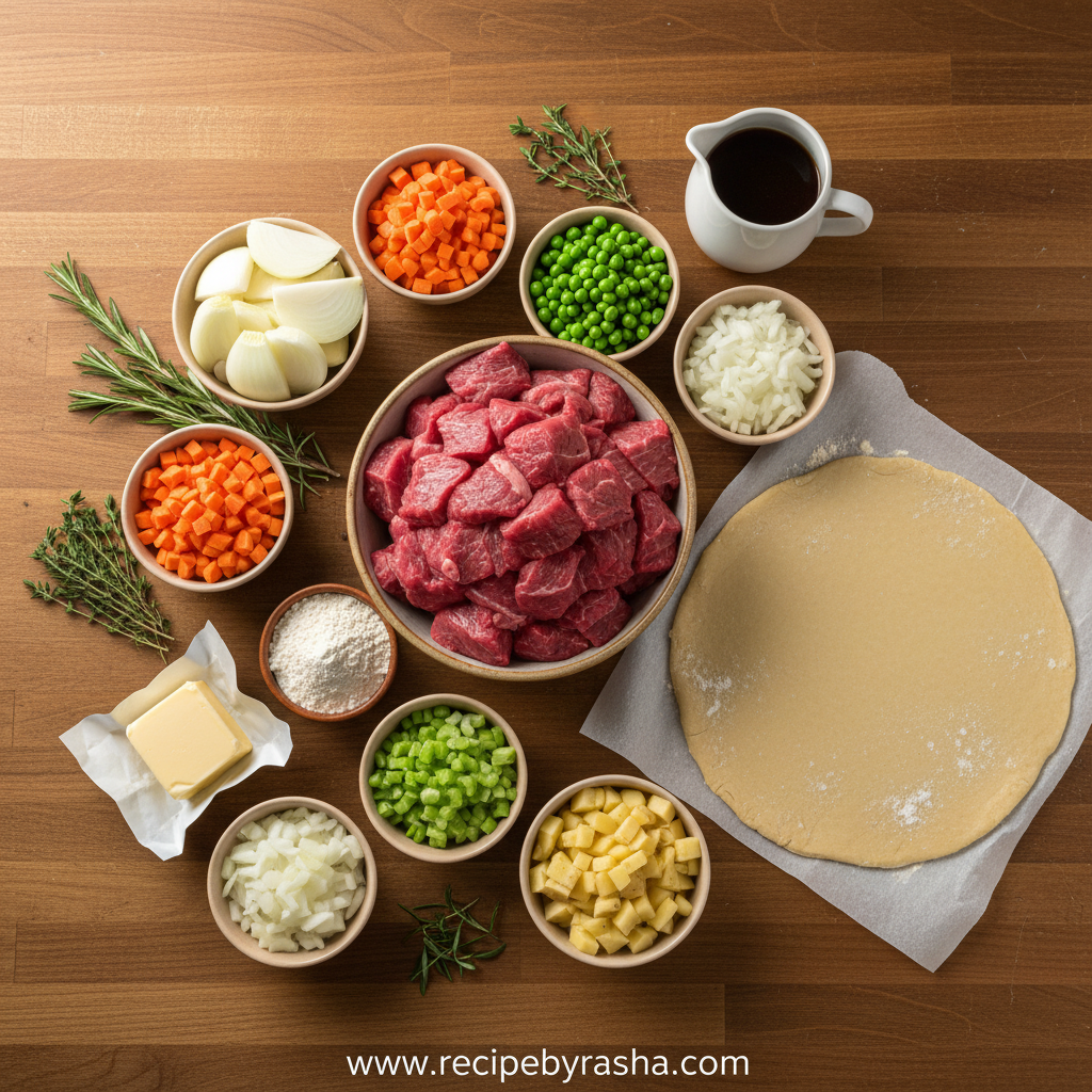 Classic Beef Pot Pie Recipe - Traditional Comfort Food 2 Ingredients for making classic beef pot pie