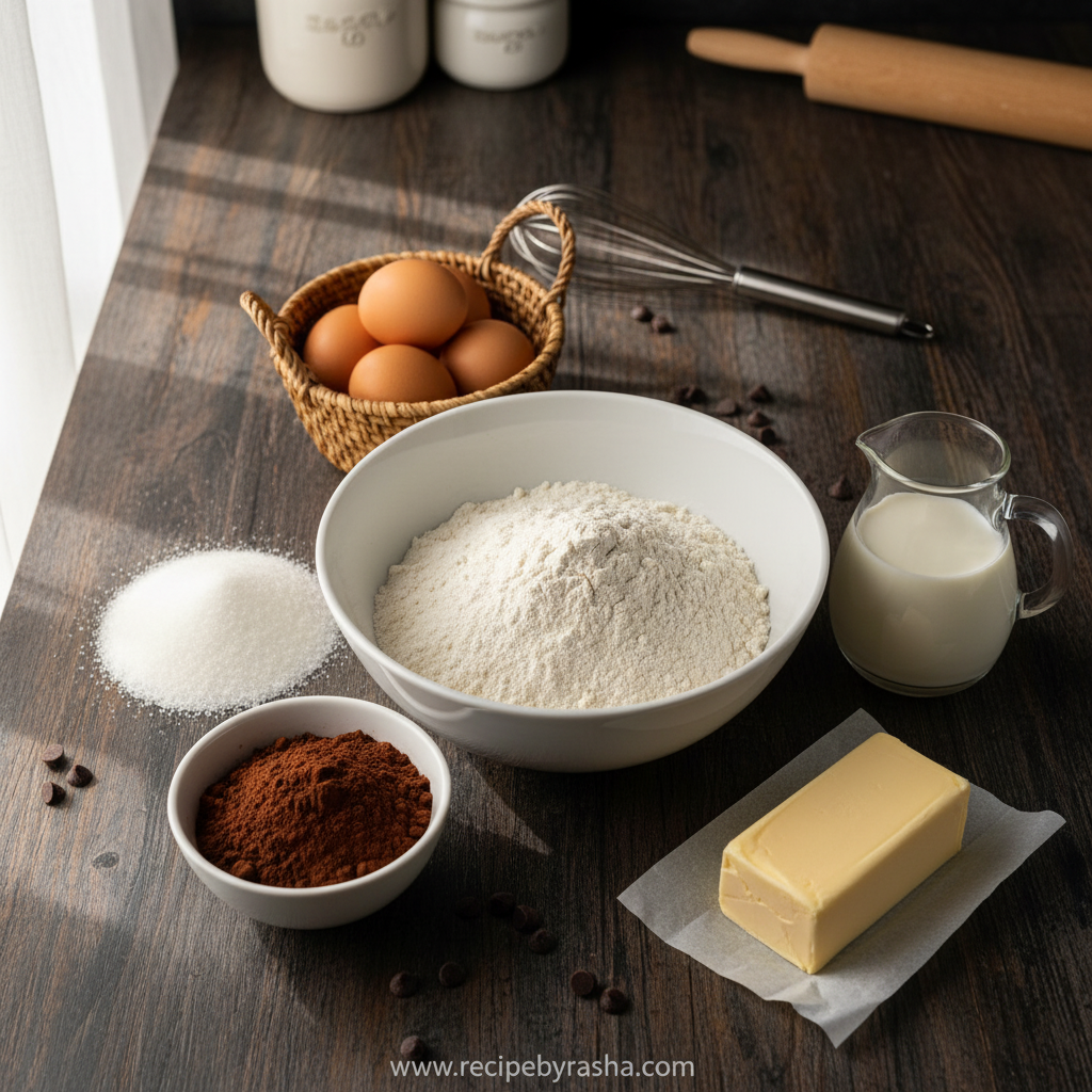 Dark Chocolate Sheet Cake: Rich Cocoa Dessert with Intense Flavor 2 Ingredients for dark chocolate sheet cake including cocoa powder and dark chocolate