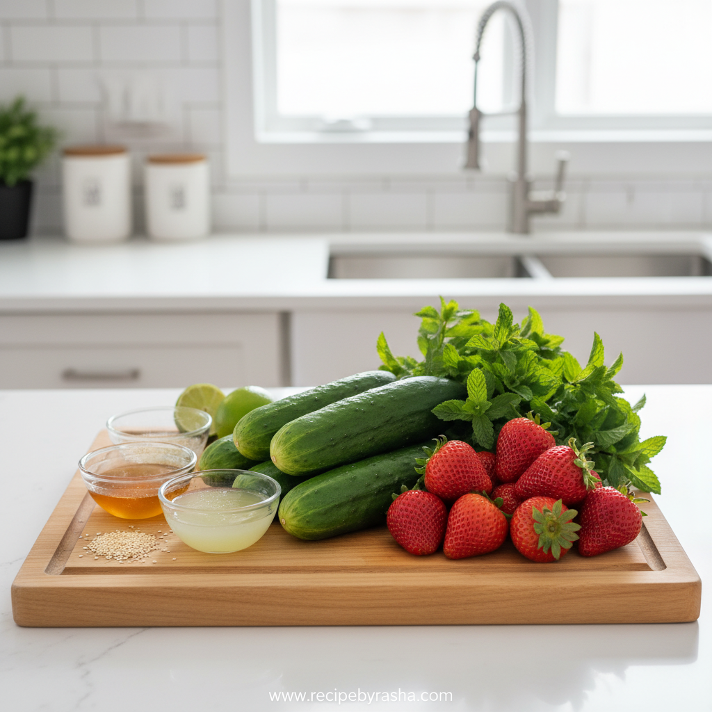Easy Summer Cucumber Strawberry Salad: Refreshing No-Cook Recipe 2 Fresh ingredients for cucumber strawberry salad