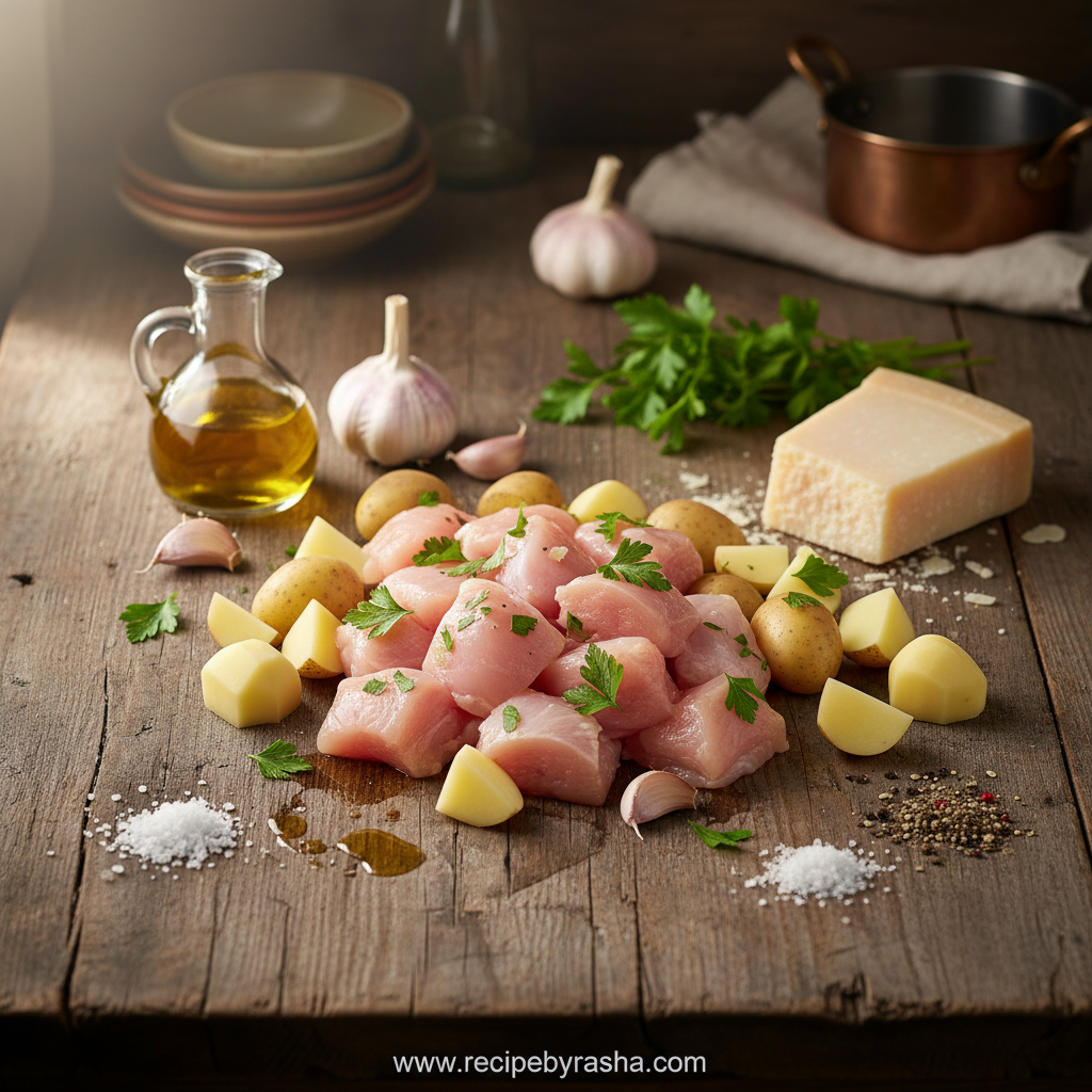 Garlic Parmesan Chicken and Potatoes - Easy One Pan Dinner Recipe 2 Ingredients for garlic parmesan chicken and potatoes