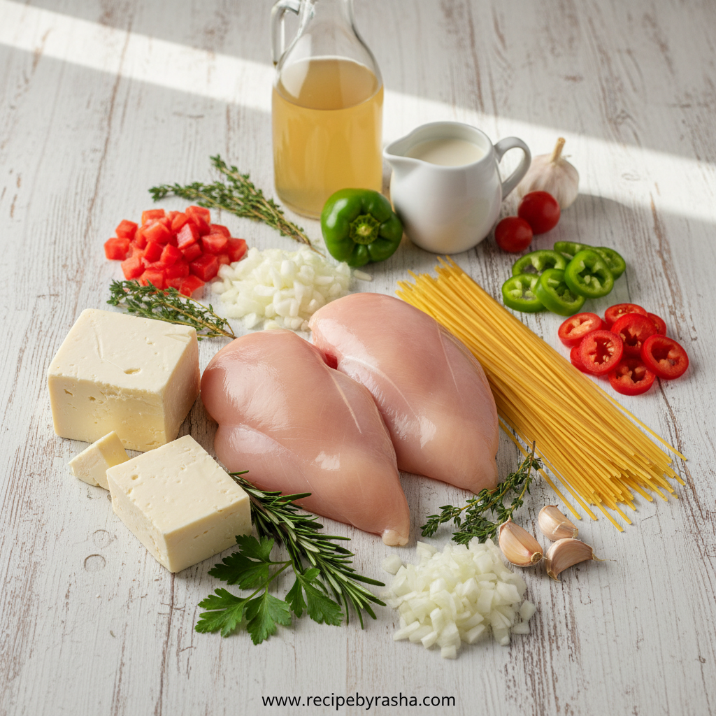 Monterey Chicken Spaghetti: Cheesy Comfort Food Casserole for Easy Weeknight Dinners 2 Ingredients for Monterey chicken spaghetti