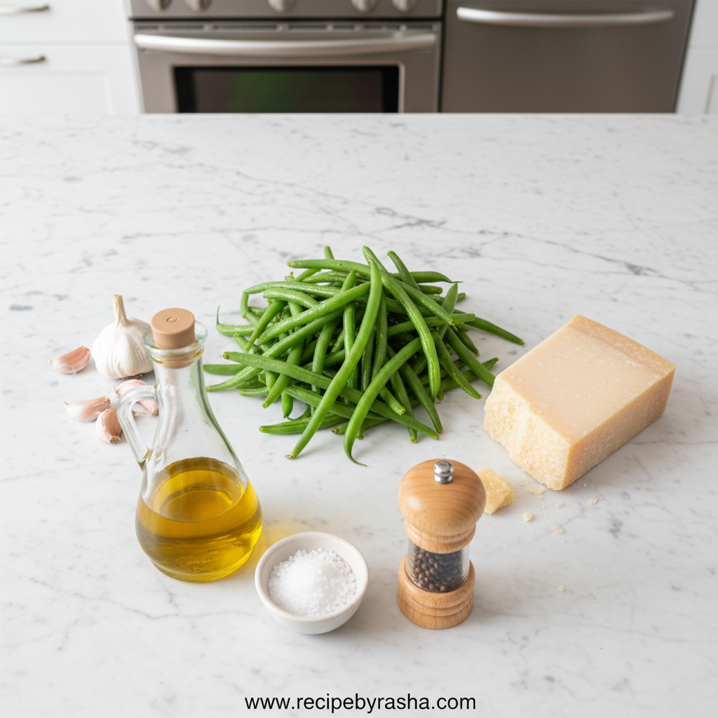 Ingredients for garlic parmesan green beans