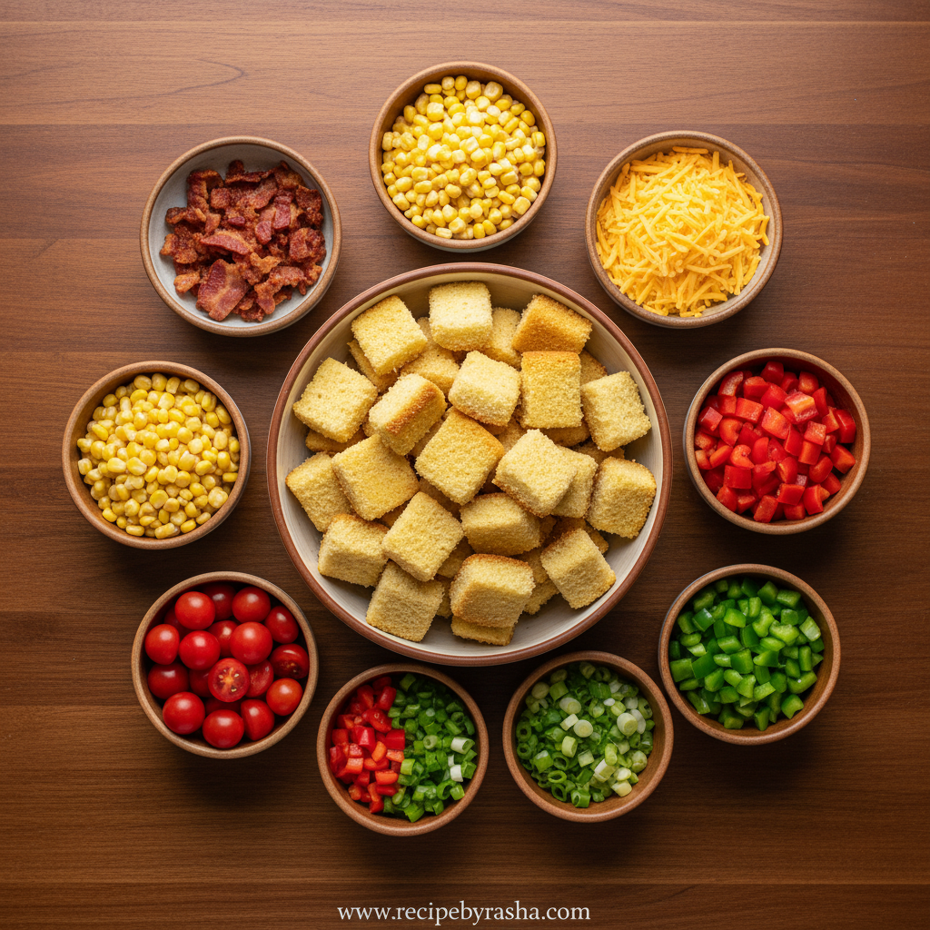 Paula Deen Cornbread Salad - Famous Southern Layered Side Dish Recipe 2 Ingredients for Paula Deen cornbread salad