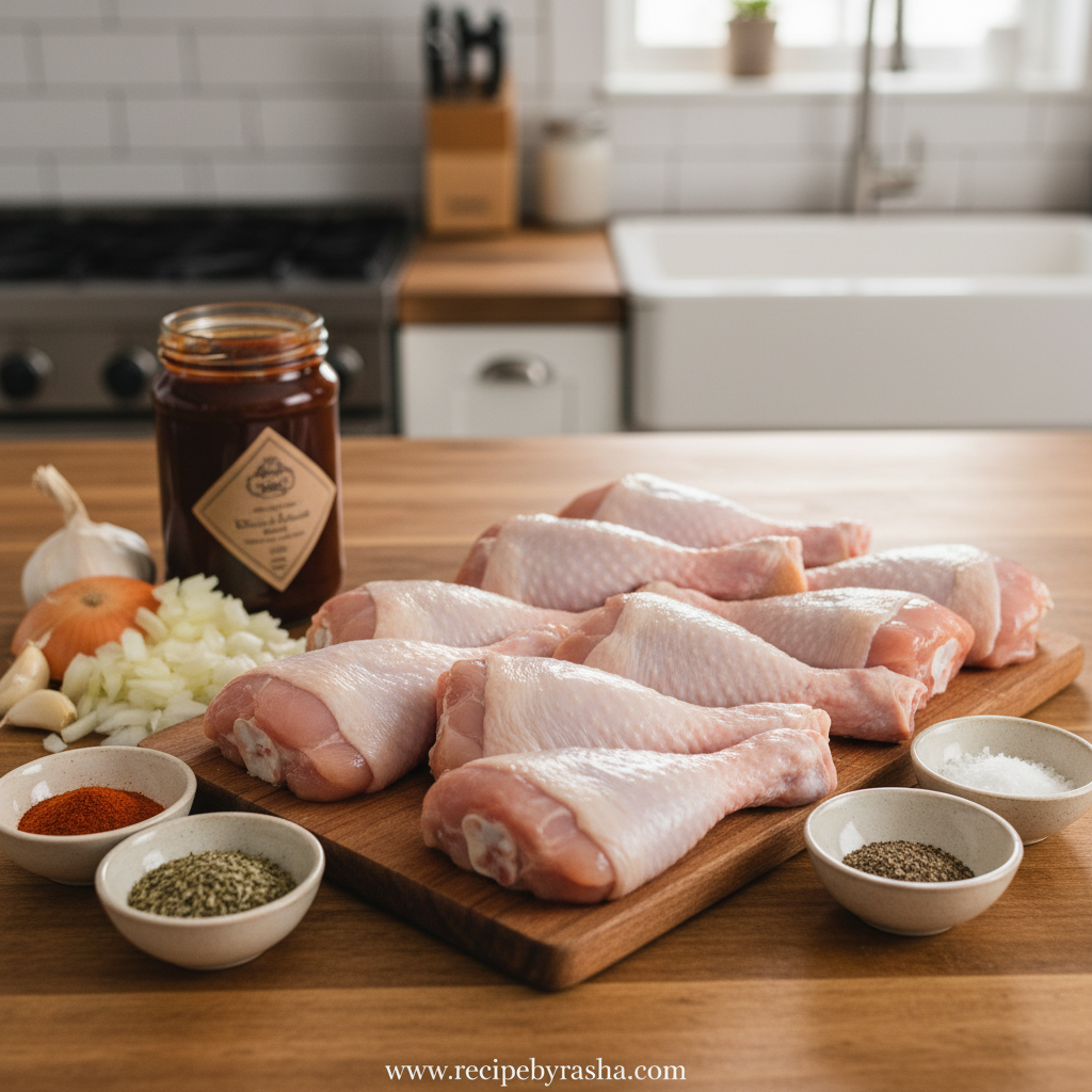 Ingredients for slow cooker BBQ chicken drumsticks