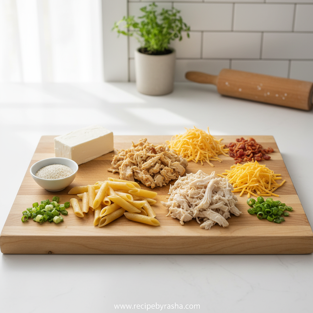 Ingredients for crack chicken penne pasta