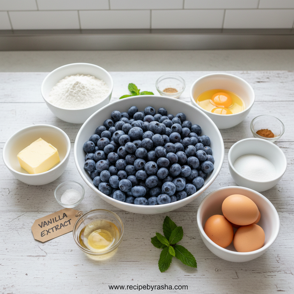 Ingredients for Bakery Style Streusel Blueberry Muffins