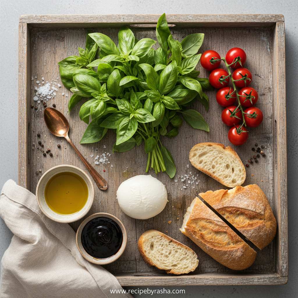 Ingredients for Caprese Bruschetta