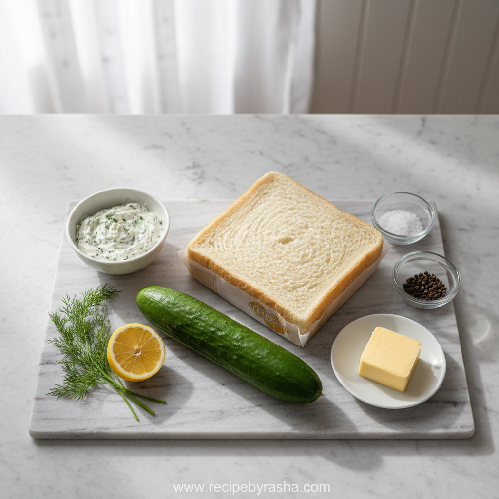 Ingredients for cucumber sandwiches