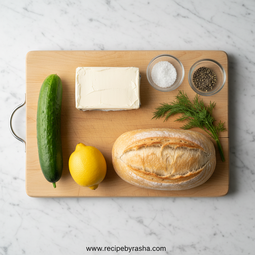 Ingredients for cucumber sandwich