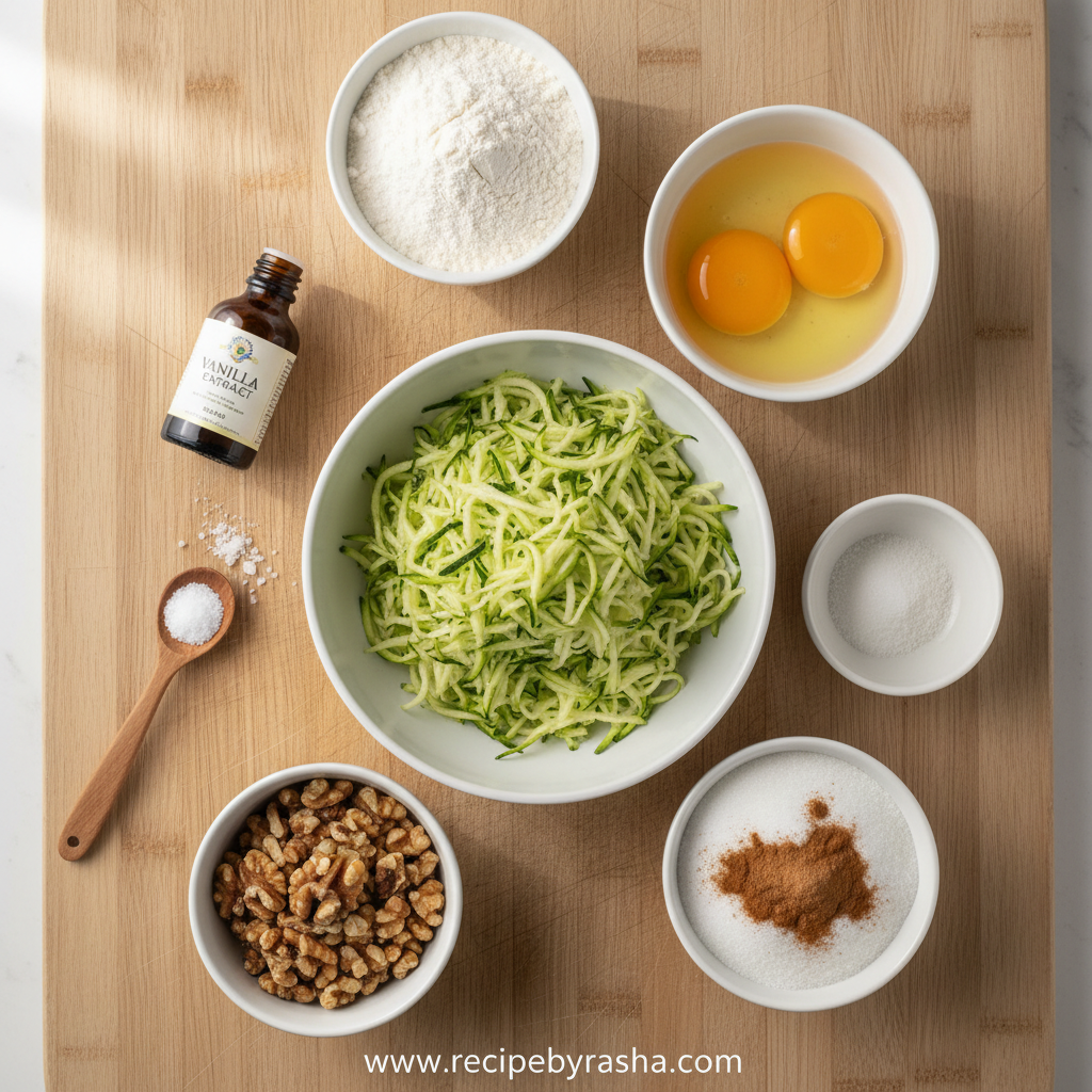 Ingredients for Moist Zucchini Bread