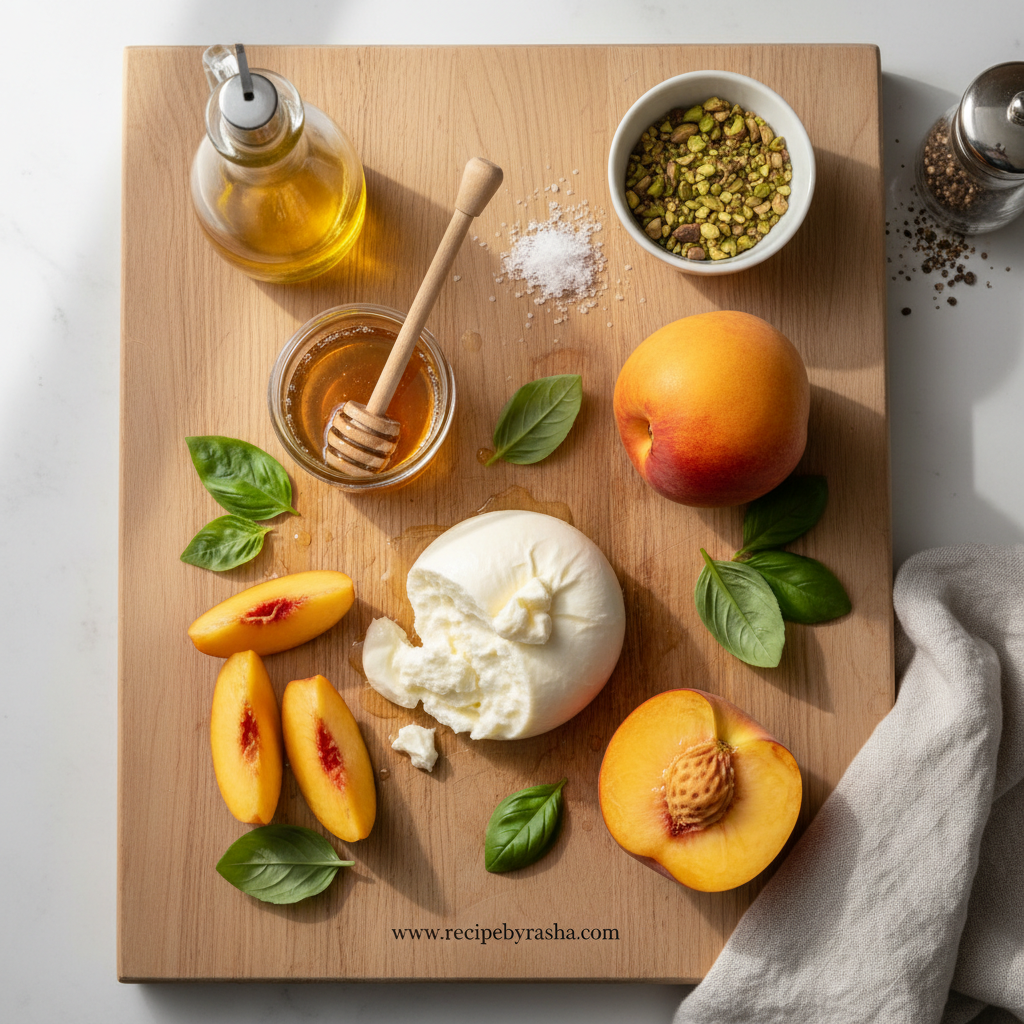 Ingredients for Fresh Peach Burrata Salad