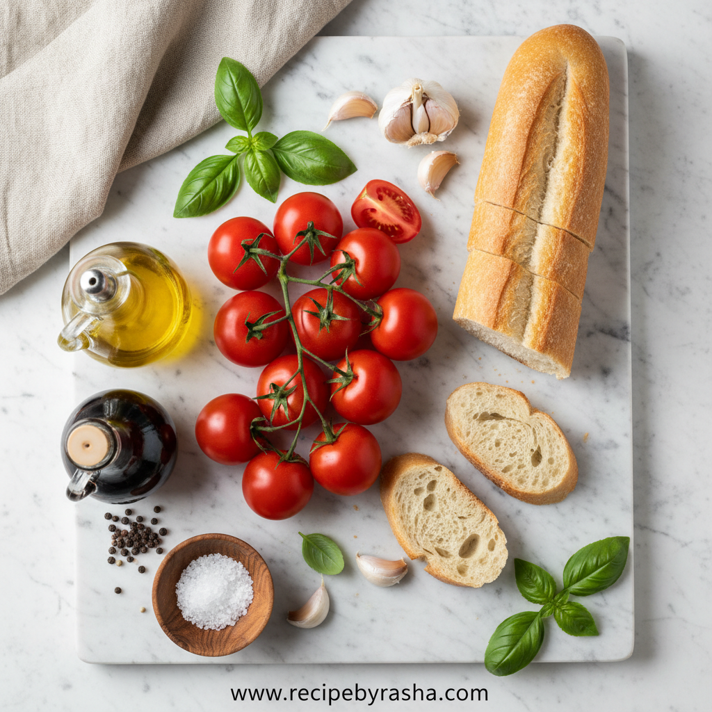 Ingredients for homemade bruschetta