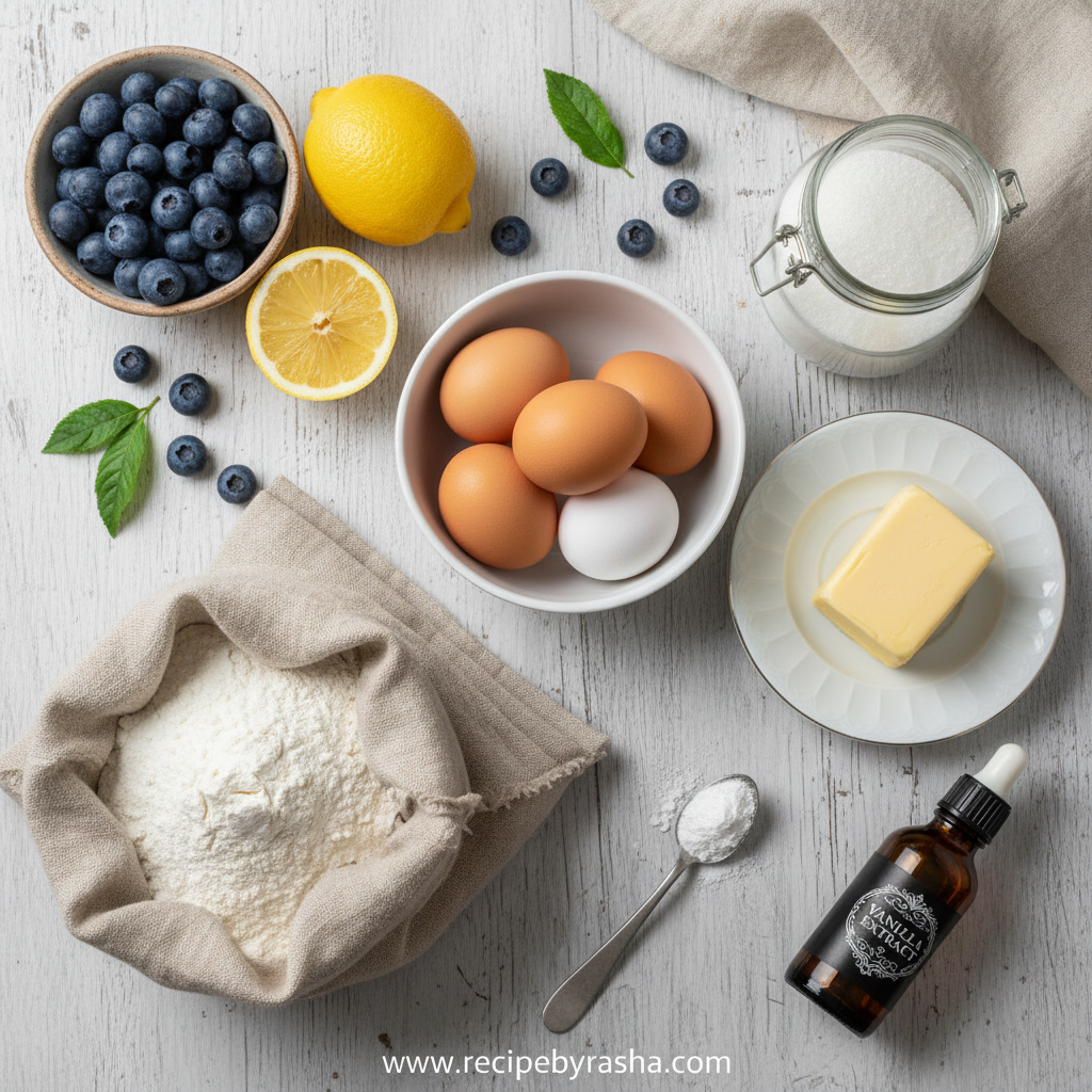Ingredients for Lemon Blueberry Muffins