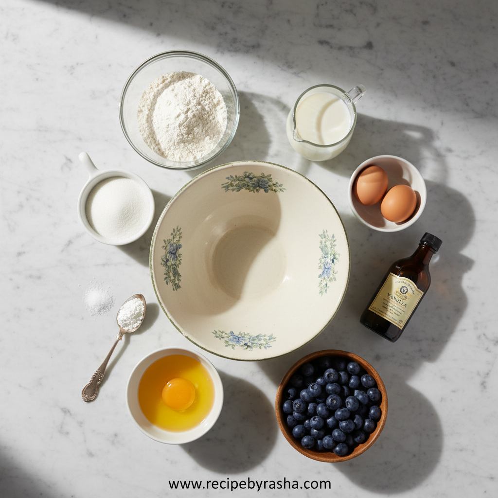 Ingredients for blueberry muffins