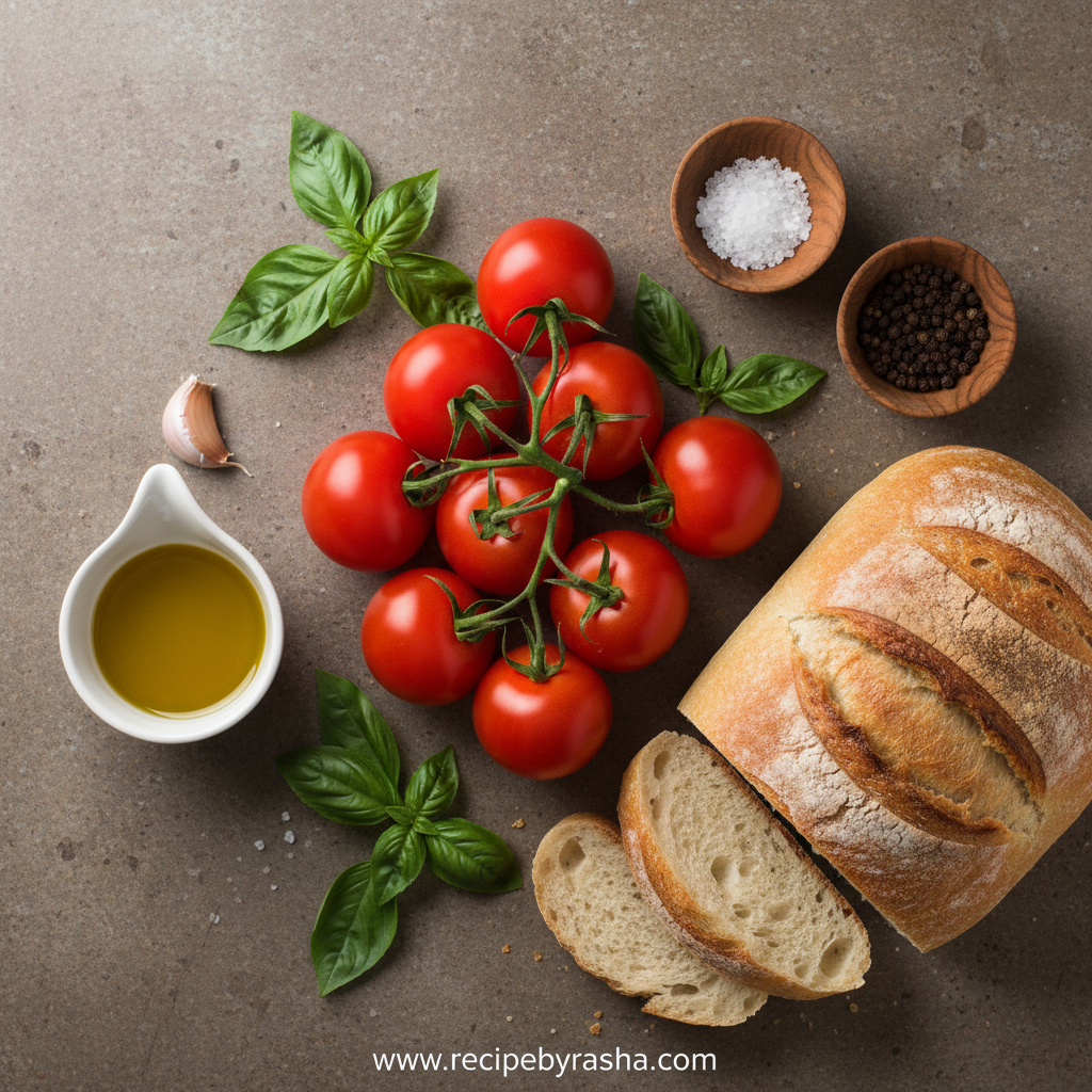 Fresh ingredients for bruschetta