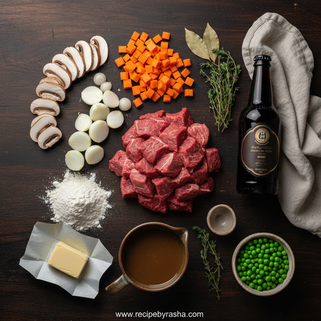Ingredients for Stout Braised Beef Pot Pie