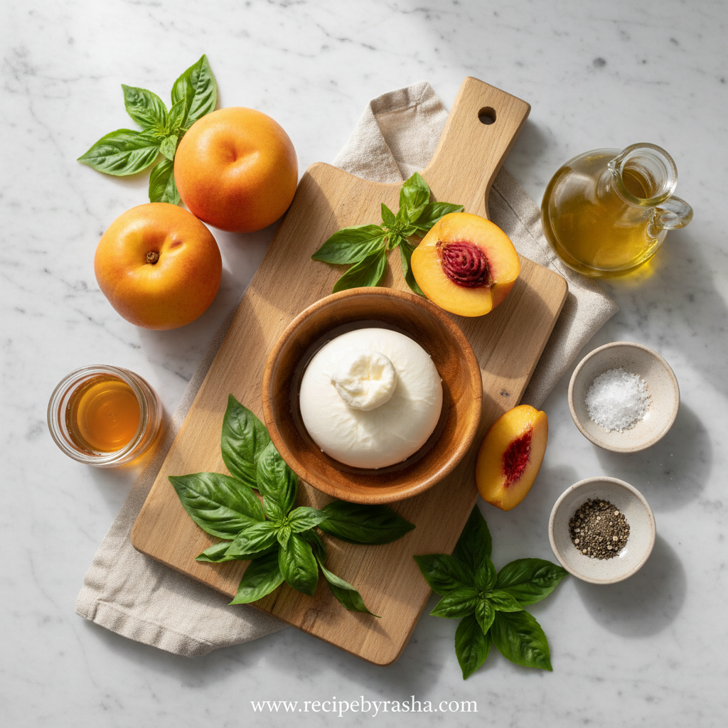 Ingredients for Summer Peach Burrata Salad