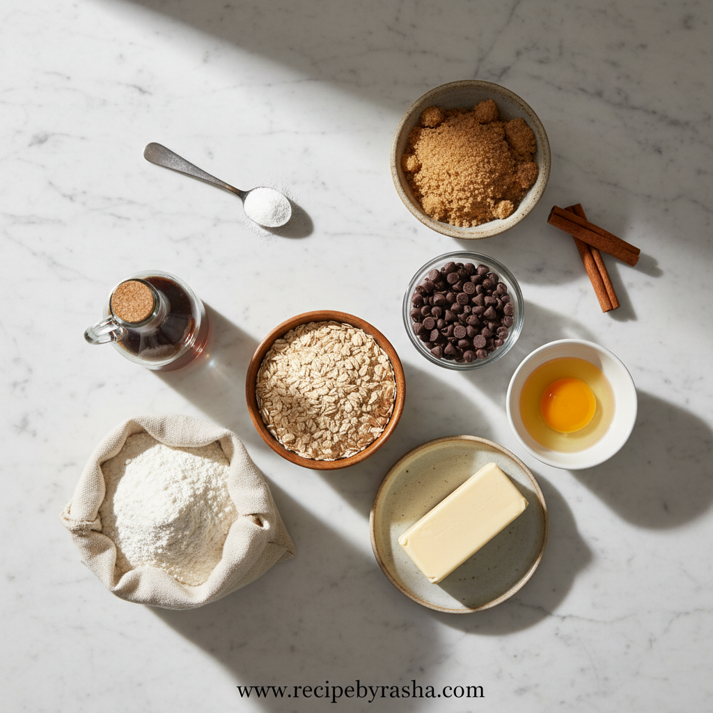 Ingredients for oatmeal cookies