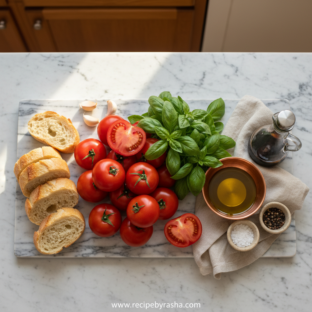 Ingredients for Tomato Basil Bruschetta