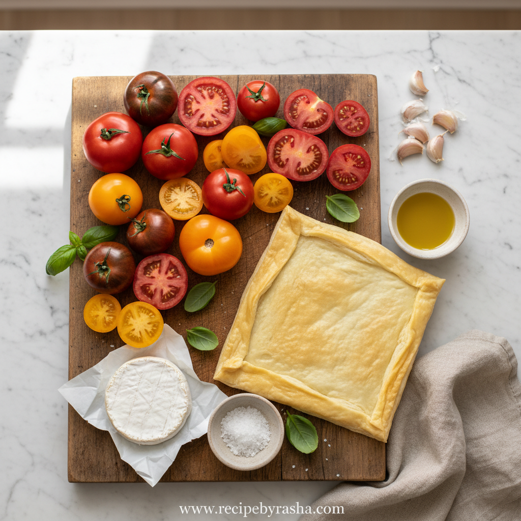 Cheesy Heirloom Tomato Tarts with Puff Pastry | PWWB 2 Ingredients for Cheesy Heirloom Tomato Tarts