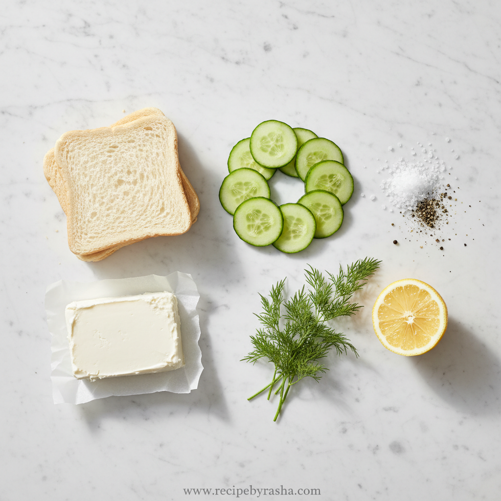 Ingredients for cucumber sandwiches