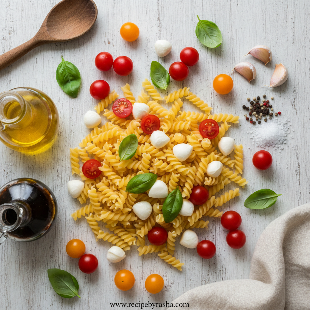 Ingredients for Caprese Pasta Salad