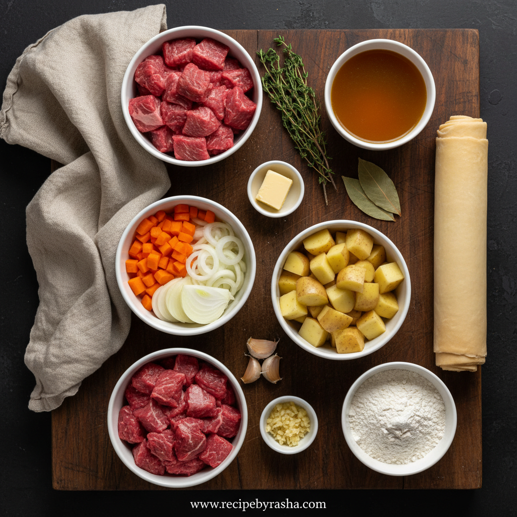 Ingredients for Savory Beef Stew Pot Pie